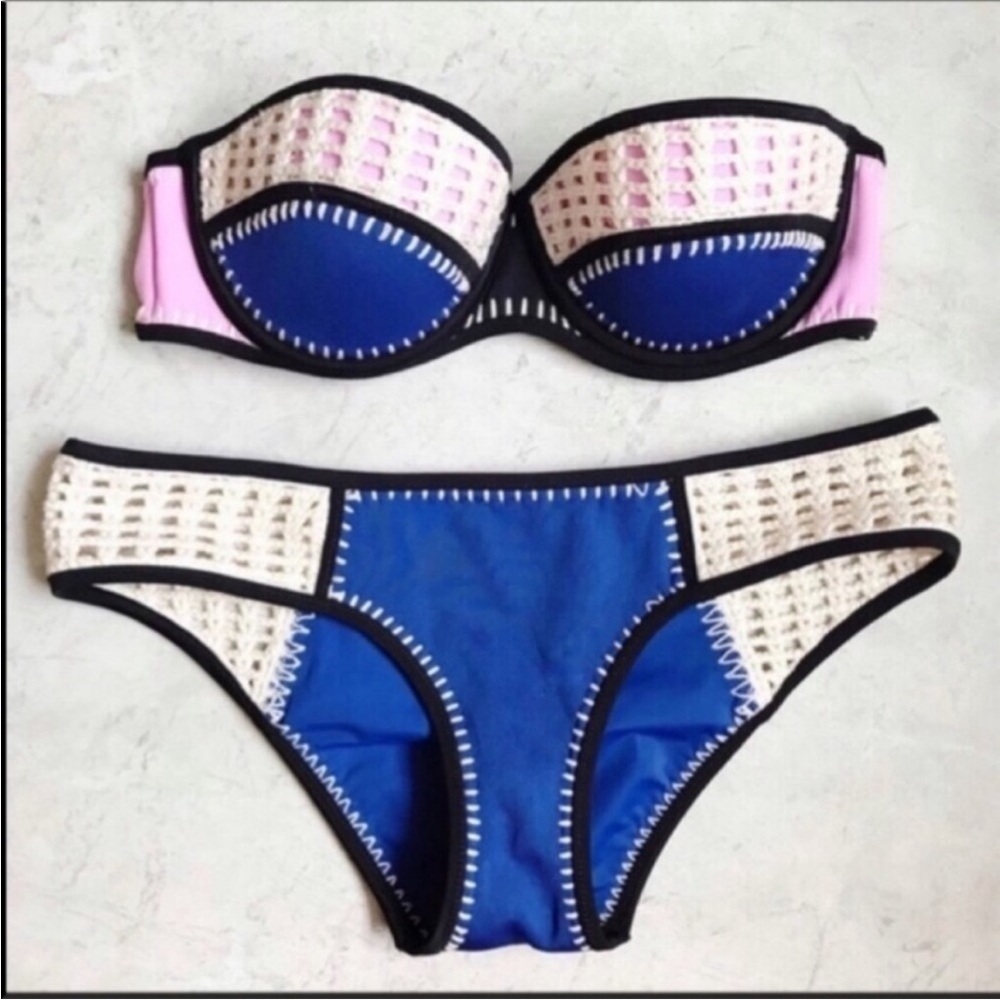 🌸 Victoria’s Secret Strapless Swimsuit Sz S/32C Y2K vintage color block